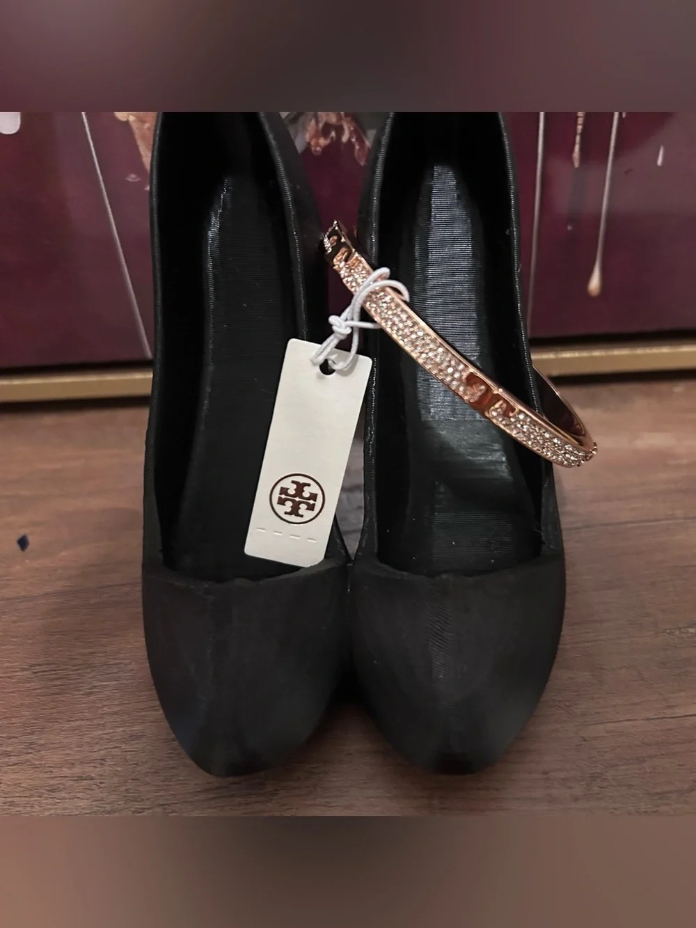 Tory Burch Rose Gold Crystal-Accented Hinge Bracelet